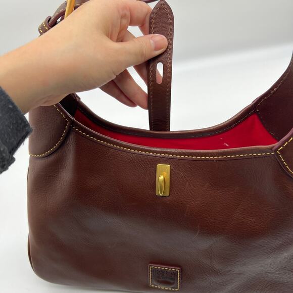 Dooney & Bourke Handbags Florentine Leather Crescent Hobo Brown Natural - Picture 12 of 16